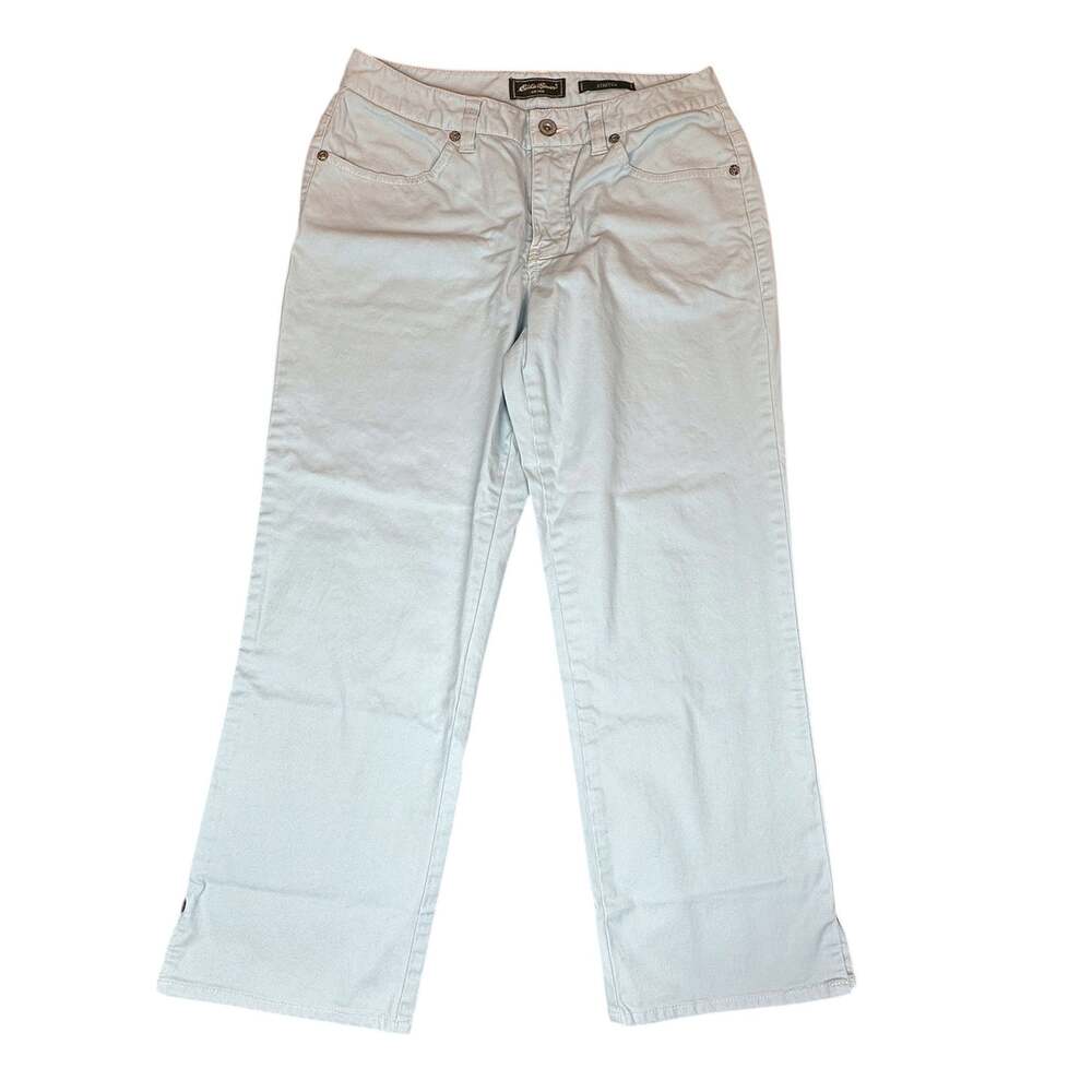 Eddie Bauer Capri Womens 2 Stretch Light Blue Mid Rise Cropped Jean Pants Spring